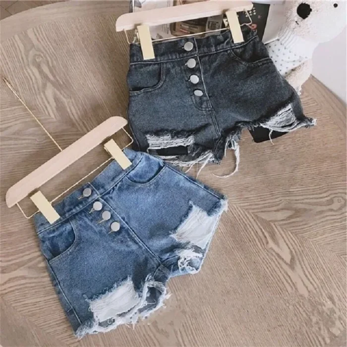 Fashion Baby Girl Casual Jean Shorts Ripped Holes Toddler