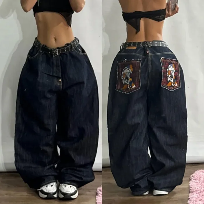 Streetwear New Fashion Oversized Print Baggy Jeans Y2K - Image 2