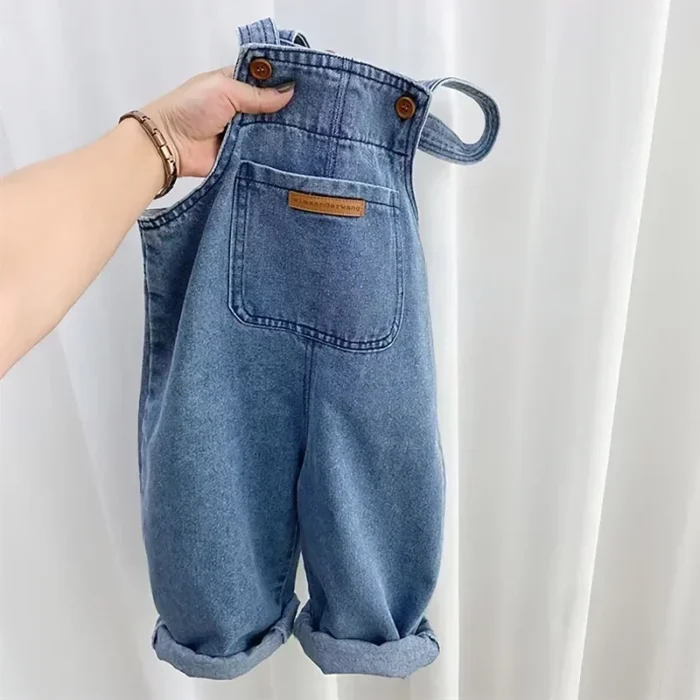 Baby Boy Solid Denim Overalls Child Jean Bib Pants