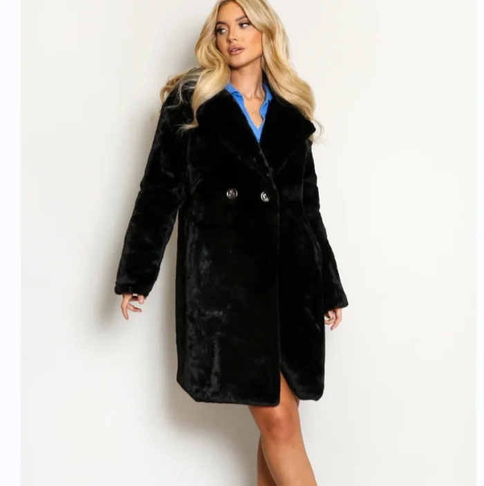 2023 New Ladies Fur Coat Faux Fur Long Coat Winter Warm - Image 5