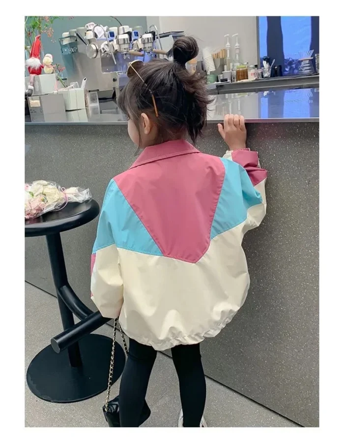 New Colorblocking Jackets Spring Girls Fashion Thin Coats Autumn Children Clothes Big Kids - Image 2