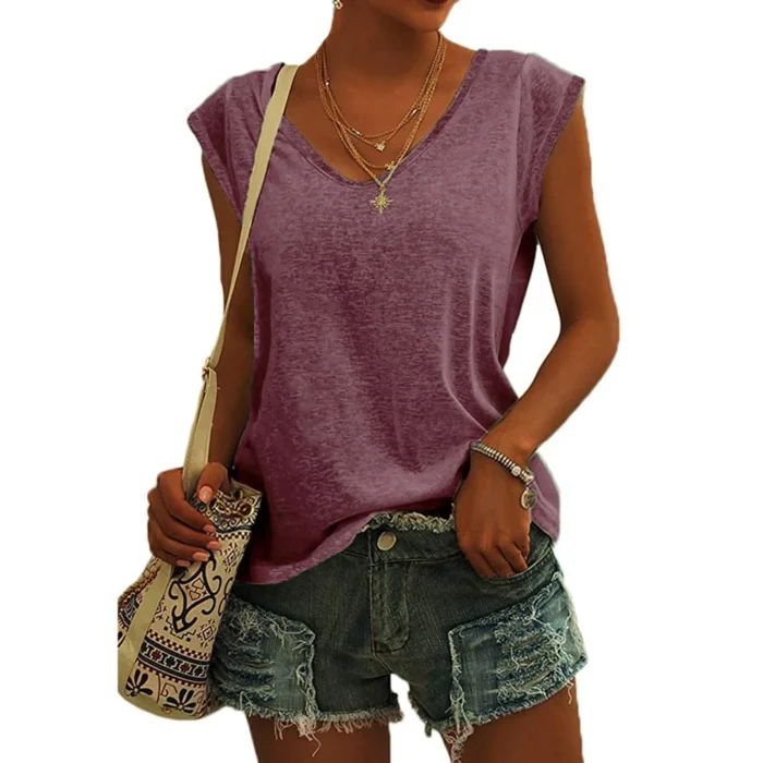 Summer Camisole Women'S V-Neck Vest Colored Cotton - Image 2