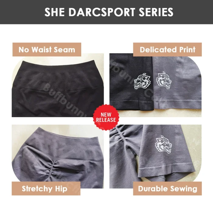 She Darc Sport Shorts Fashion Gym Pants Push Up New Style Wolf Head Fitness Female - Image 4