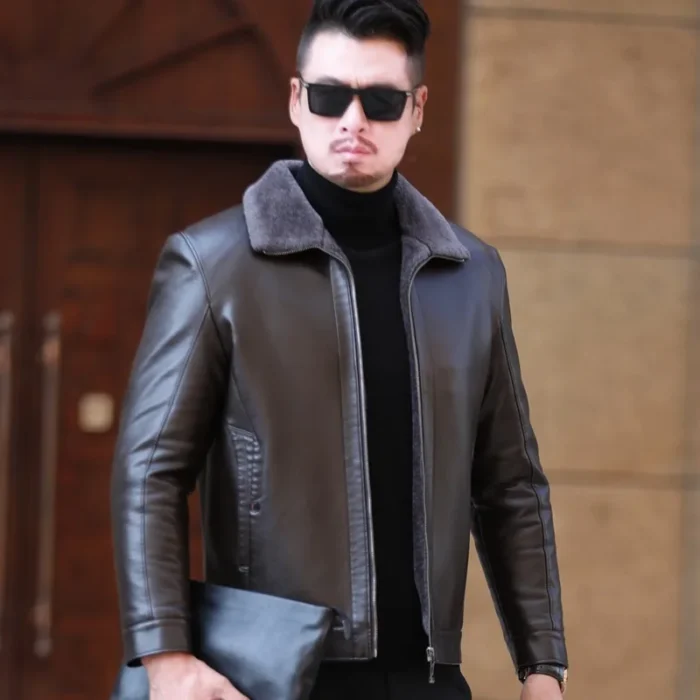 YXL-22 Natural Cotton Sheepskin Jacket For Autumn And Winter Men's Collar