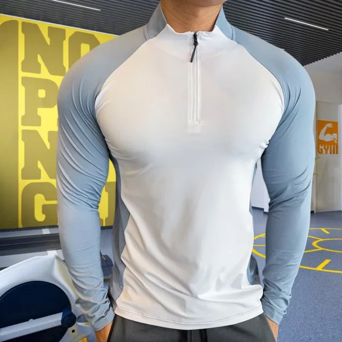 Mens Fitness Trainer Training Tshirts Tops Gym Workout Compression - Image 3