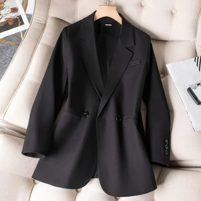 Spring Autumn Women Blazer Pure Colour Long Sleeve Solid Casual Ladies - Image 4