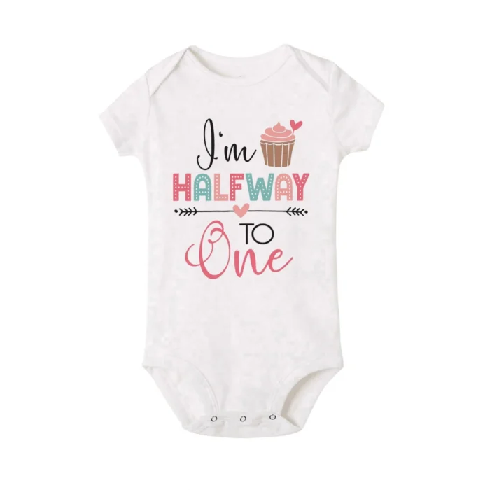 I'm Halfway To One Newborn Bodysuit Baby Birthday - Image 5