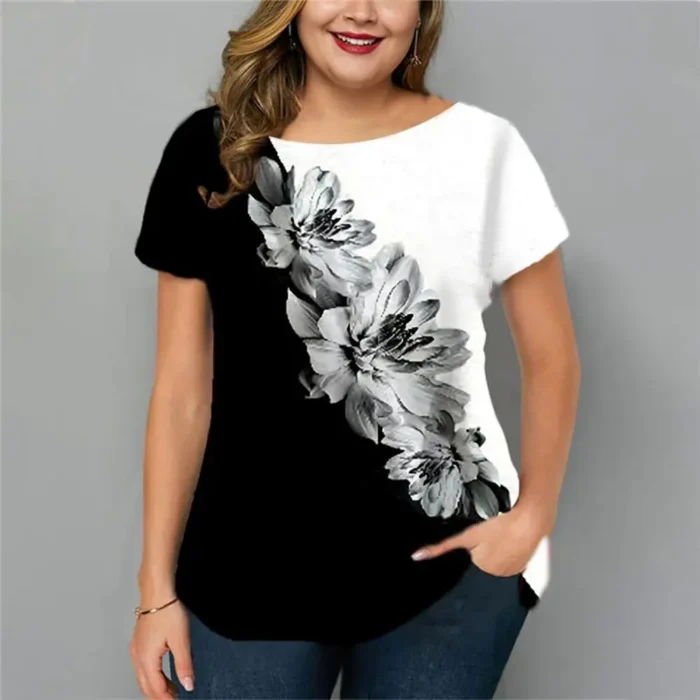 New Women's T-Shirts Spring Clothing Floral Graphic - Image 2