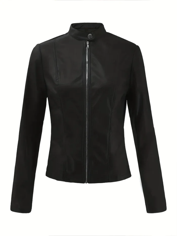 2024 Autumn and Winter New Faux Leather Zip Jacket - Image 4