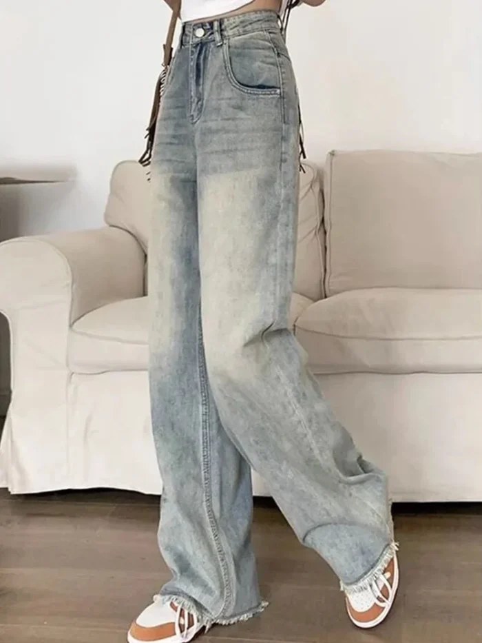 Women Korean Retro High Waist Loose Flare Jeans Lady - Image 2