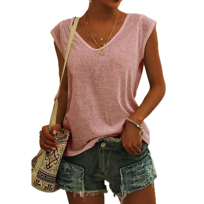 Summer Camisole Women'S V-Neck Vest Colored Cotton