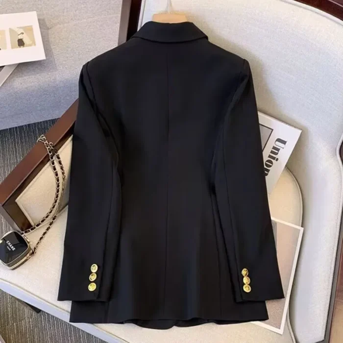 Office Lady Slim Blazer for Women, Long Sleeve Coats, Black Jackets - Image 2