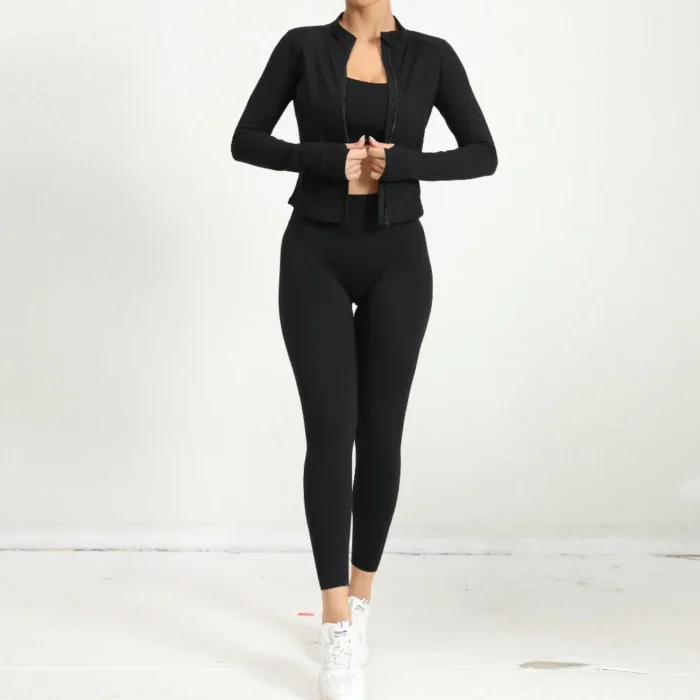 Yoga Gym Sets Jacket Leggings Sportswear Woman Gym Sports and Fitness Workout - Image 3