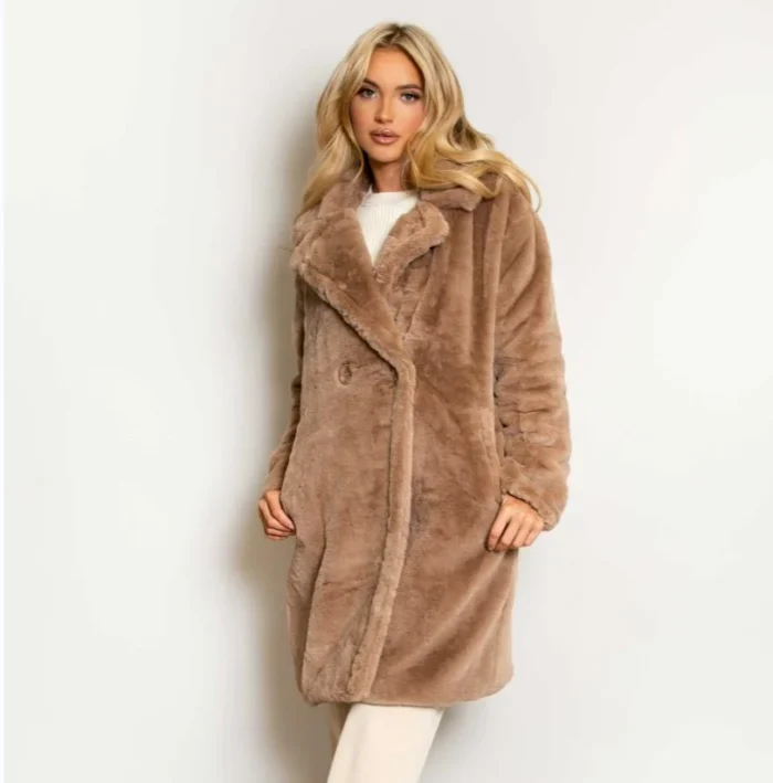 2023 New Ladies Fur Coat Faux Fur Long Coat Winter Warm - Image 2