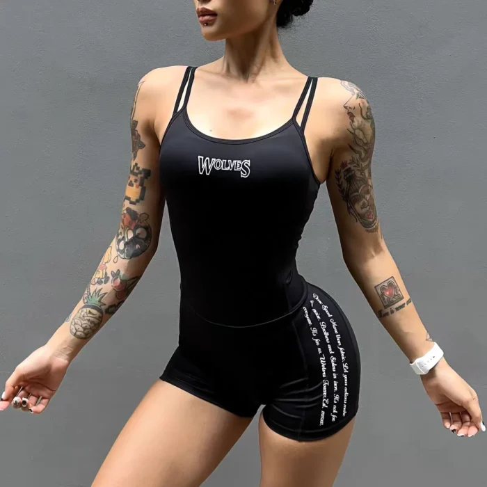 Darc Women Bodysuit Wolf Head Sport Sportswear Hardcore Gym Fitness Suit - Image 2